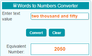 Words to Numbers Converter