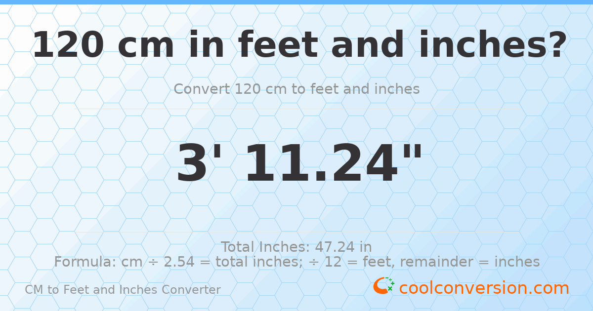 120 cm to feet and inches — 120 cm = 3'11.24"