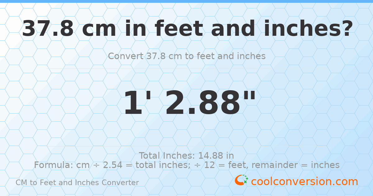 37.8 cm to feet and inches — 37.8 cm = 1'2.88"