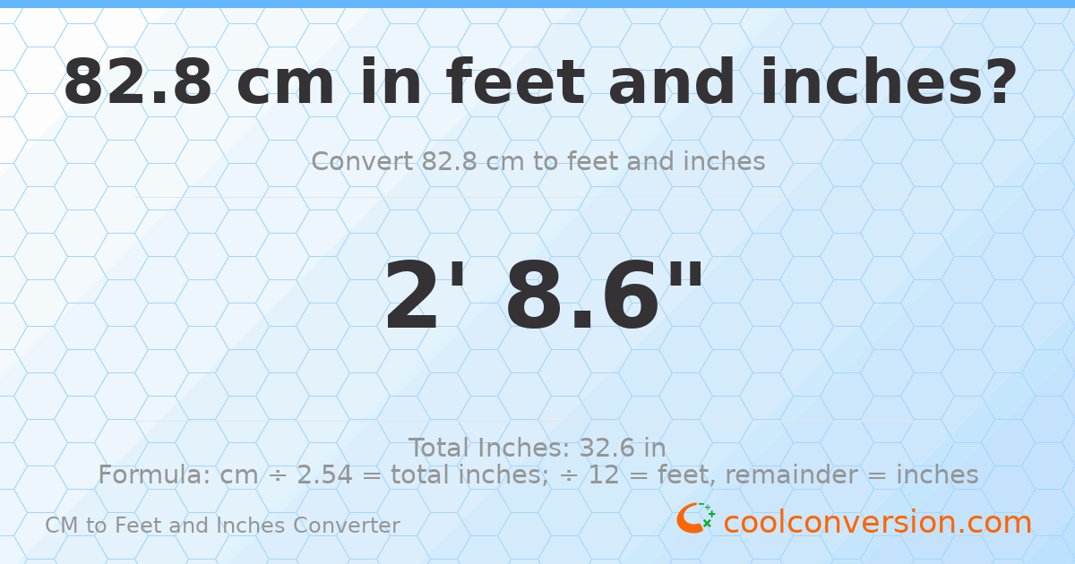 82.8 cm to feet and inches — 82.8 cm = 2'8.6"