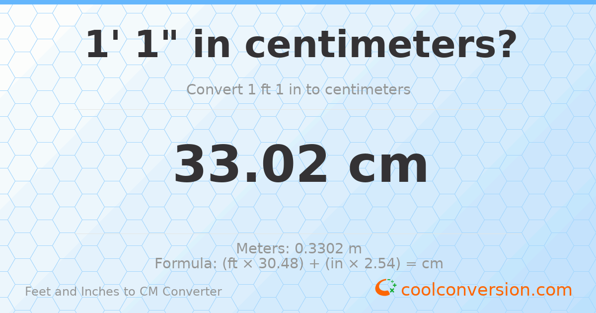 1' 1" to cm — 33 cm