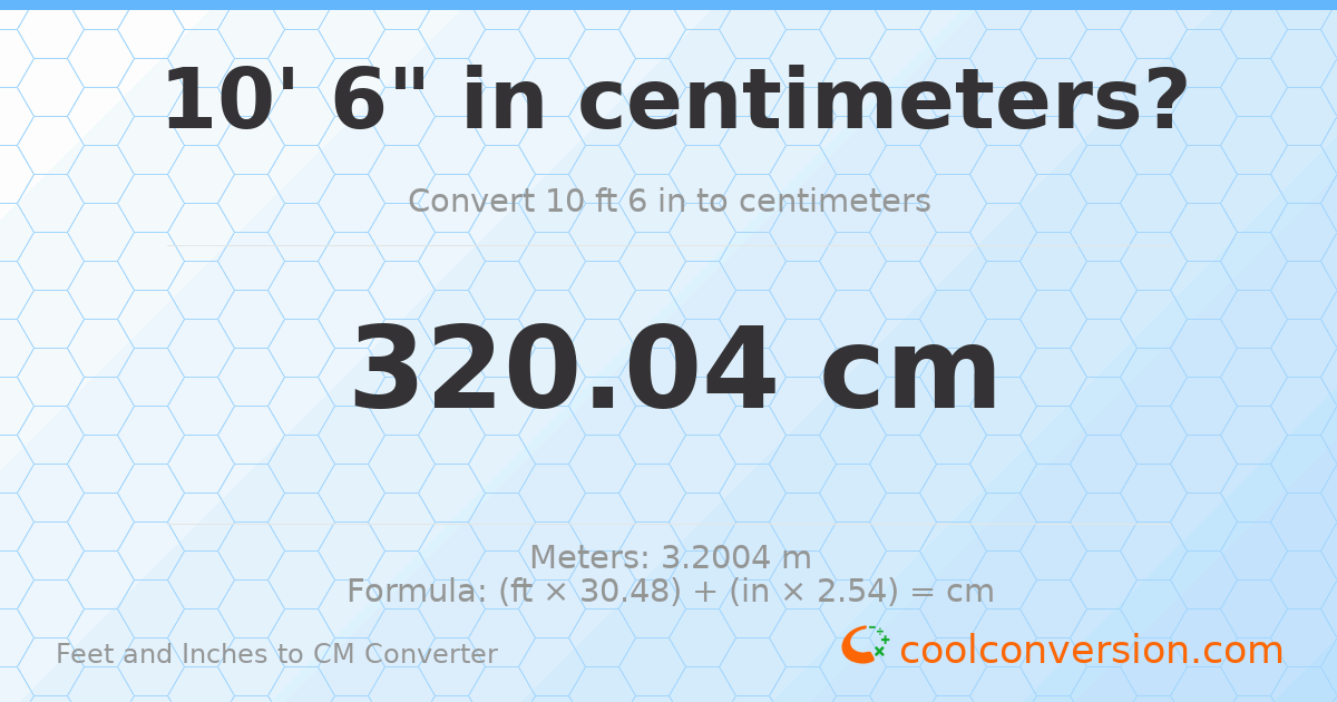 10' 6" to cm — 320 cm