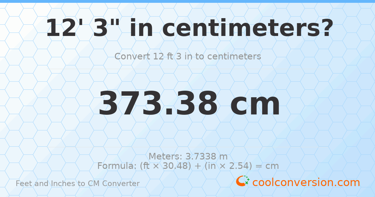 12' 3" to cm — 373.4 cm