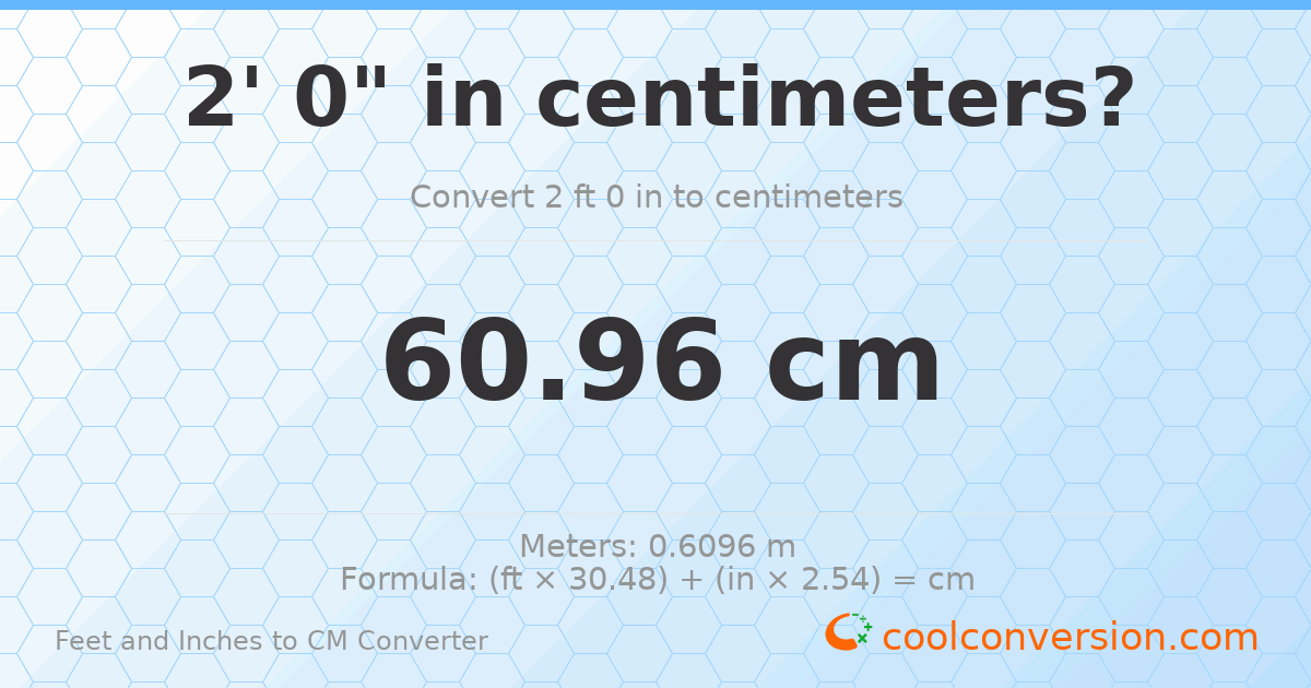 2' 0" to cm — 61 cm