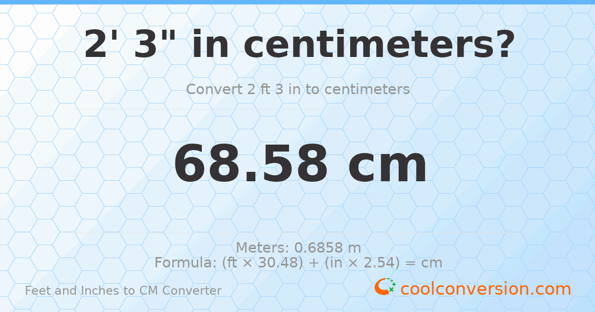 2' 3" to cm — 68.6 cm