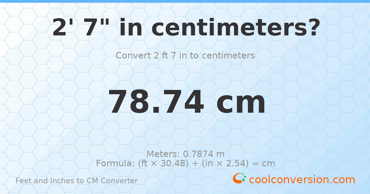 2' 7" to cm — 78.7 cm
