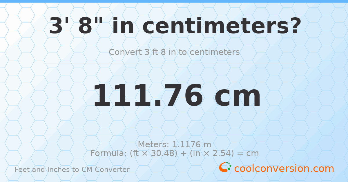 3' 8" to cm — 111.8 cm