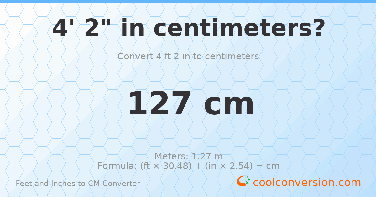 4' 2" to cm — 127 cm