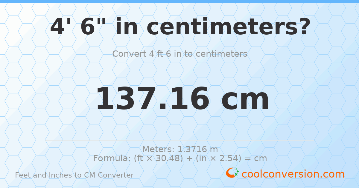 4' 6" to cm — 137.2 cm