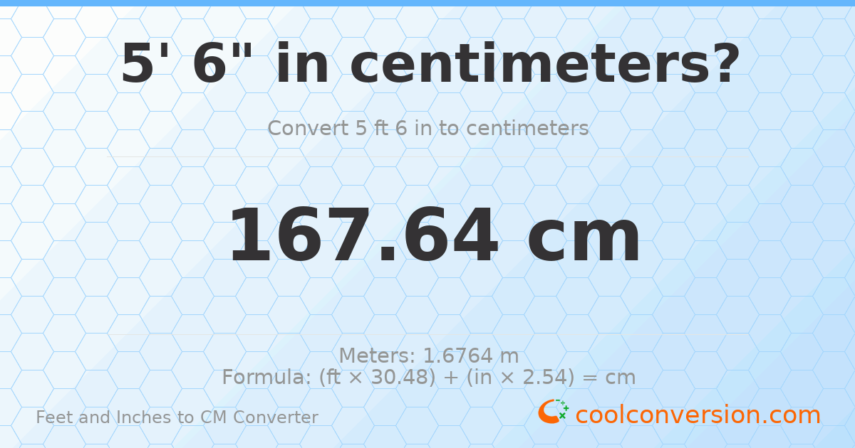 5' 6" to cm — 167.6 cm