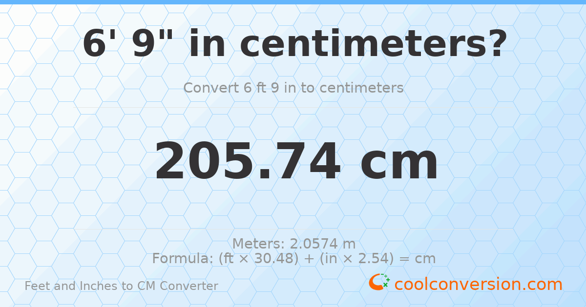 6' 9" to cm — 205.7 cm