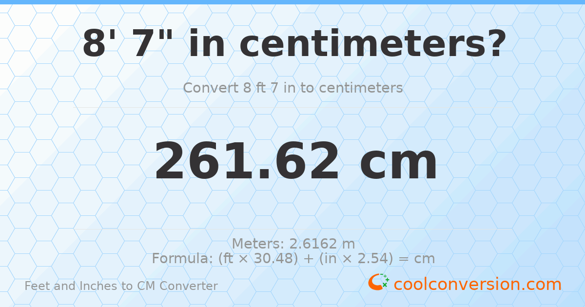 8' 7" to cm — 261.6 cm