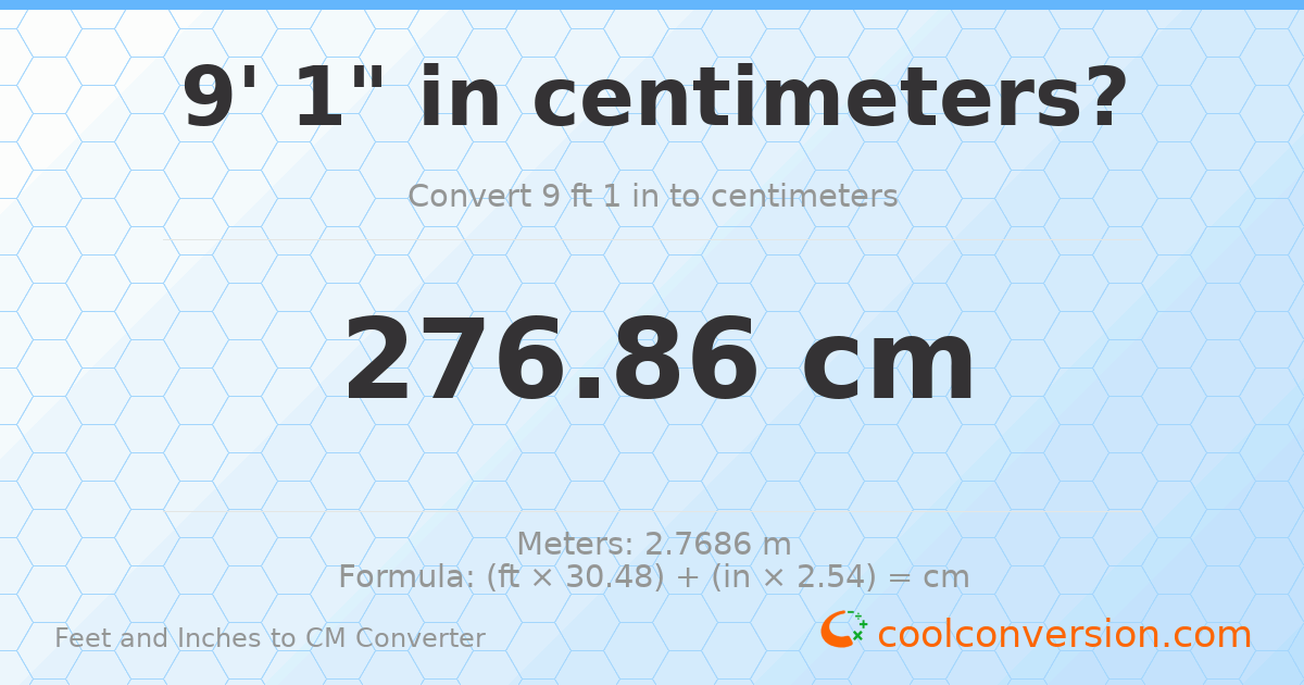9' 1" to cm — 276.9 cm