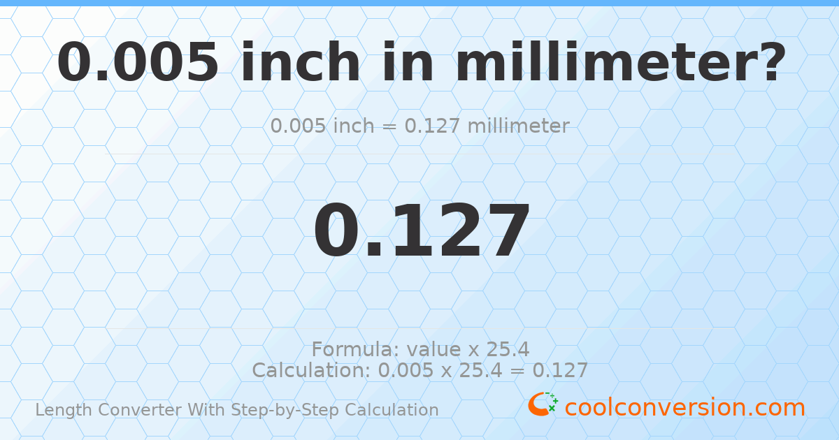 0.005 inches = 0.127 millimeters