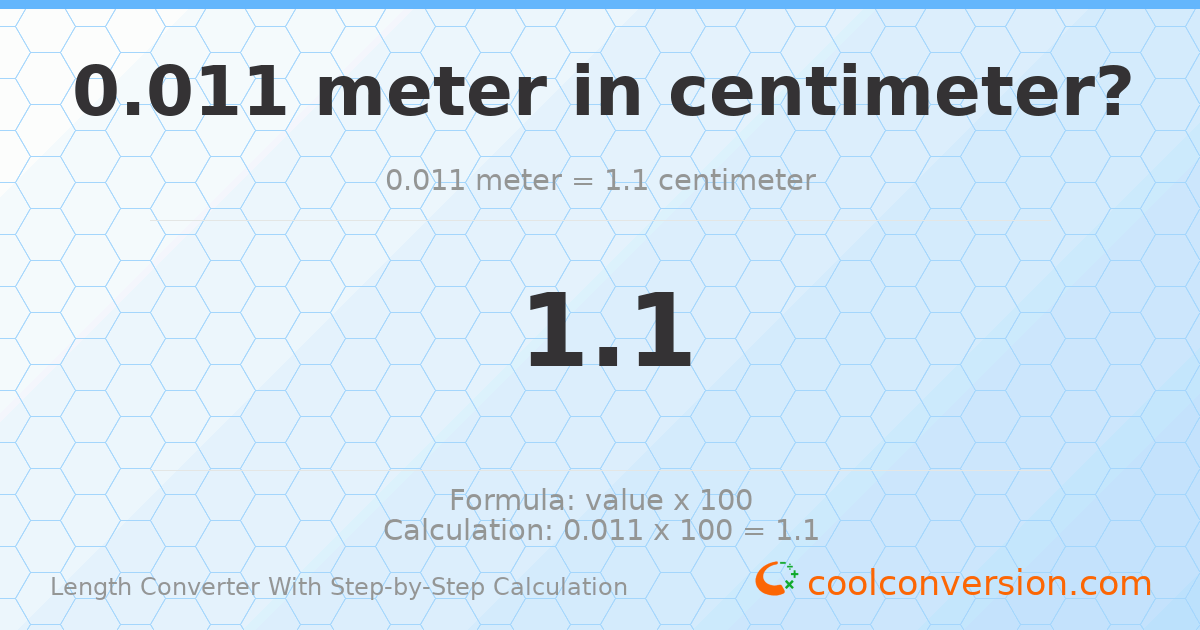 0.011 meters = 1.1 centimeters