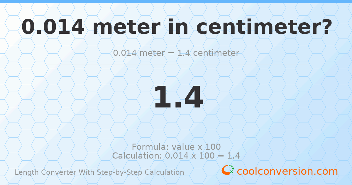 0.014 meters = 1.4 centimeters