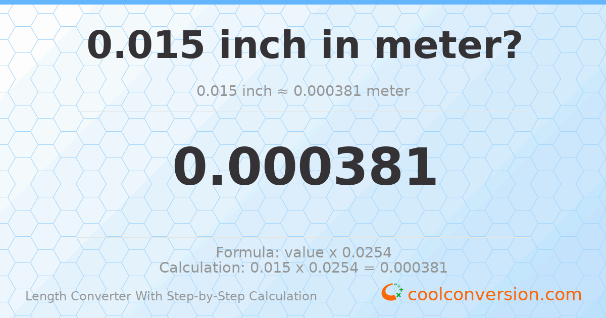 0.015 inches = 0.000381 meters