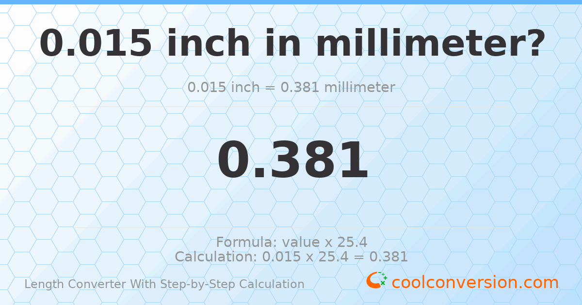 0.015 inches = 0.381 millimeters