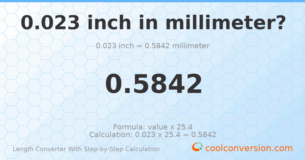 0.023 inches = 0.5842 millimeters