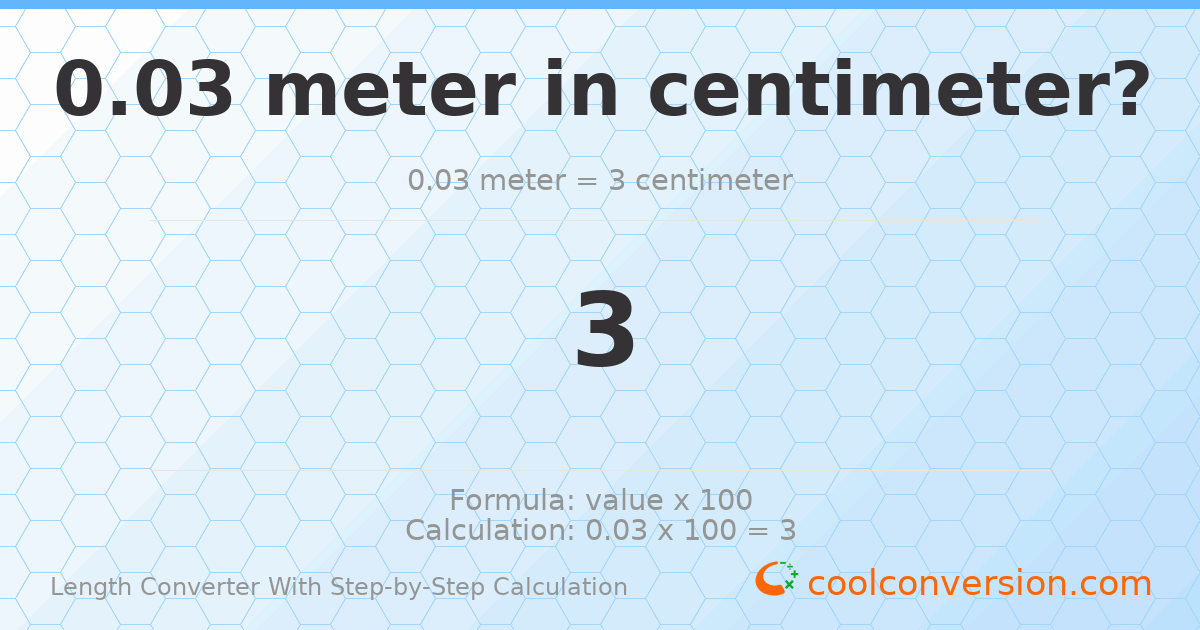 0.03 meters = 3 centimeters