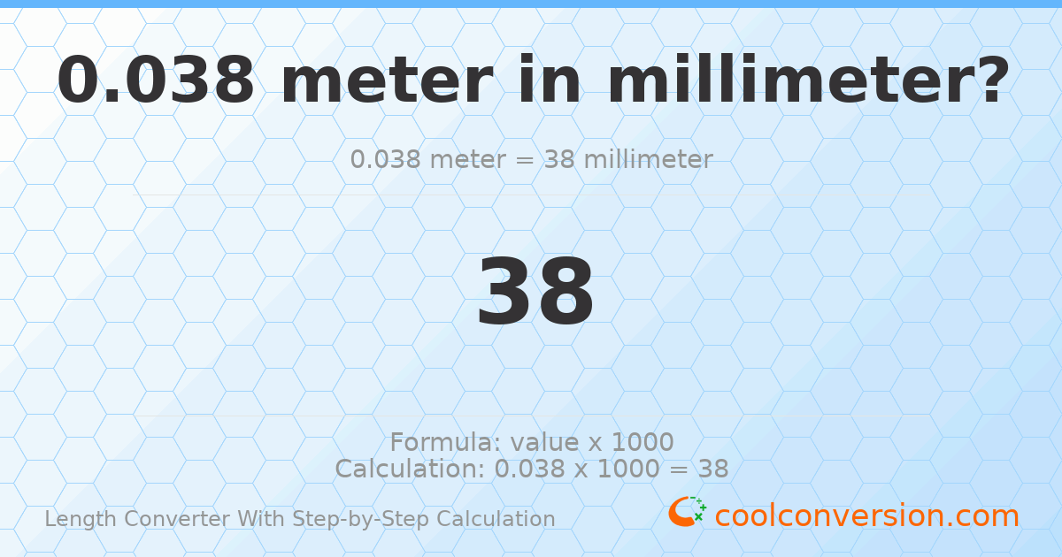 0.038 meters = 38 millimeters