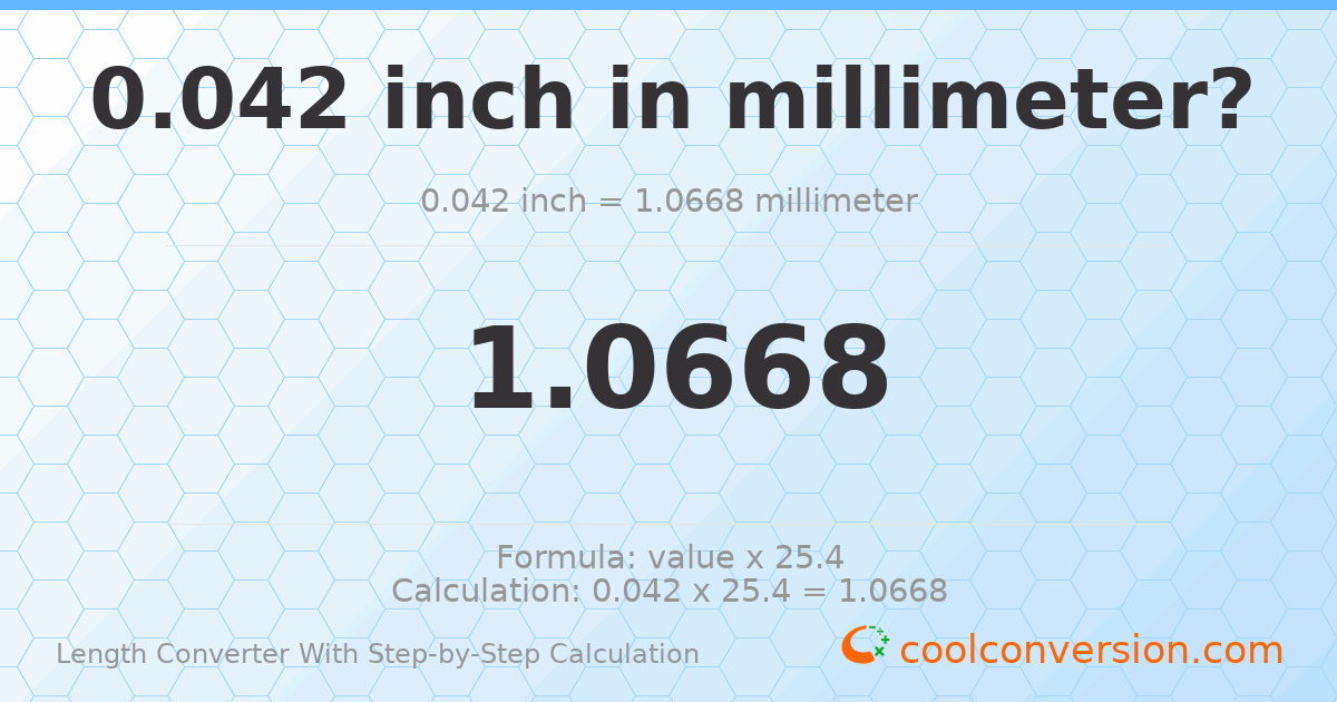 0.042 inches = 1.0668 millimeters