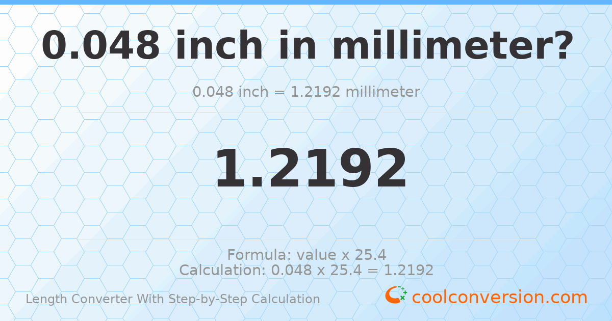 0.048 inches = 1.2192 millimeters