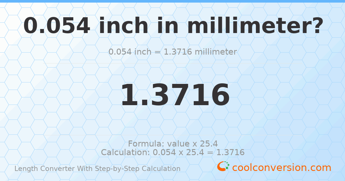 0.054 inches = 1.3716 millimeters
