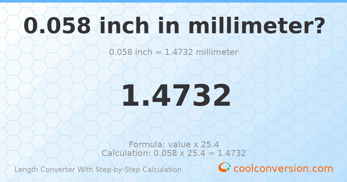 0.058 inches = 1.4732 millimeters