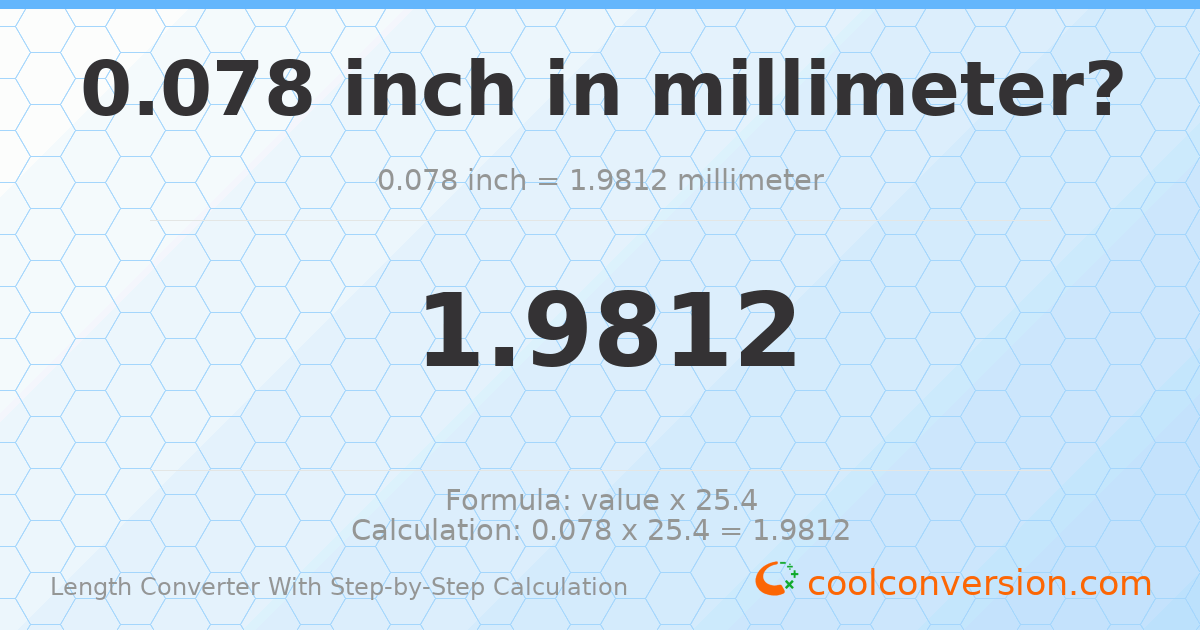 0.078 inches = 1.9812 millimeters