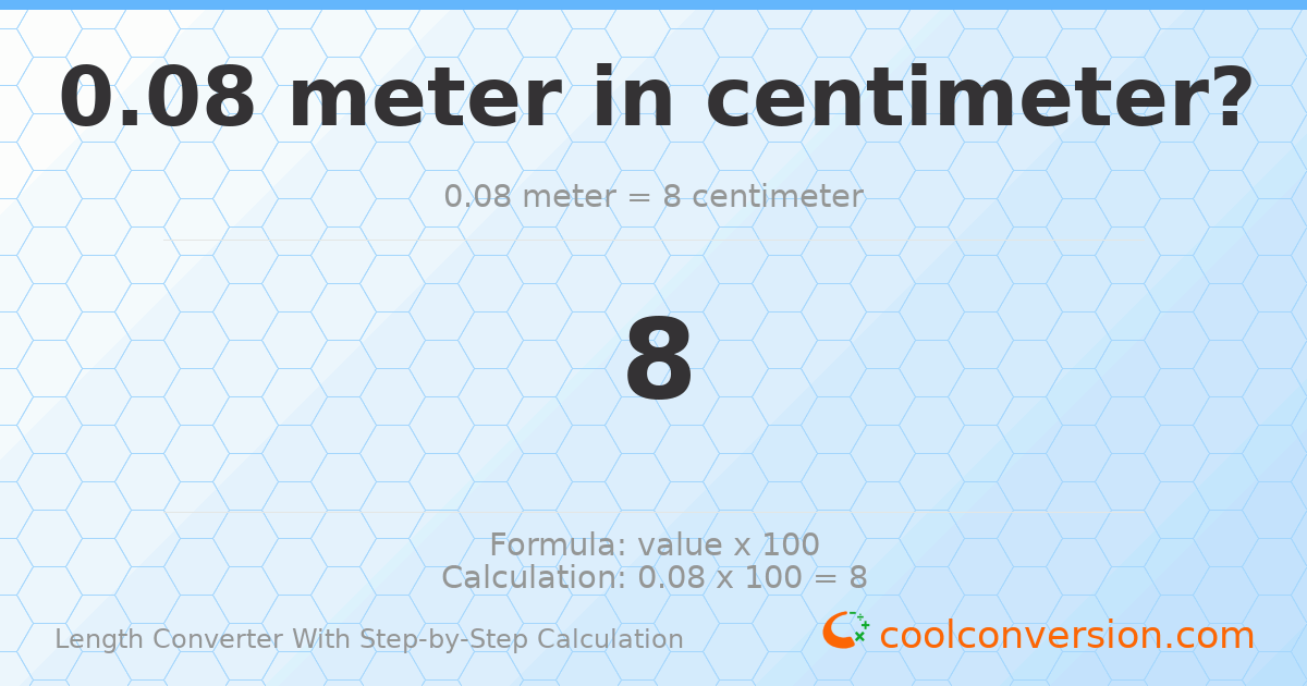 0.08 meters = 8 centimeters
