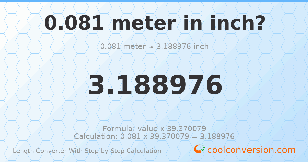 0.081 meters = 3.18898 inches
