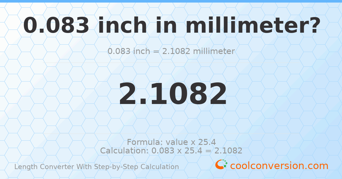 0.083 inches = 2.1082 millimeters