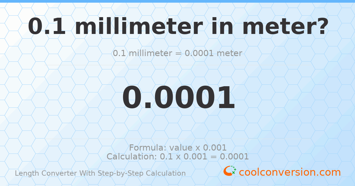 0.1 millimeters = 0.0001 meters
