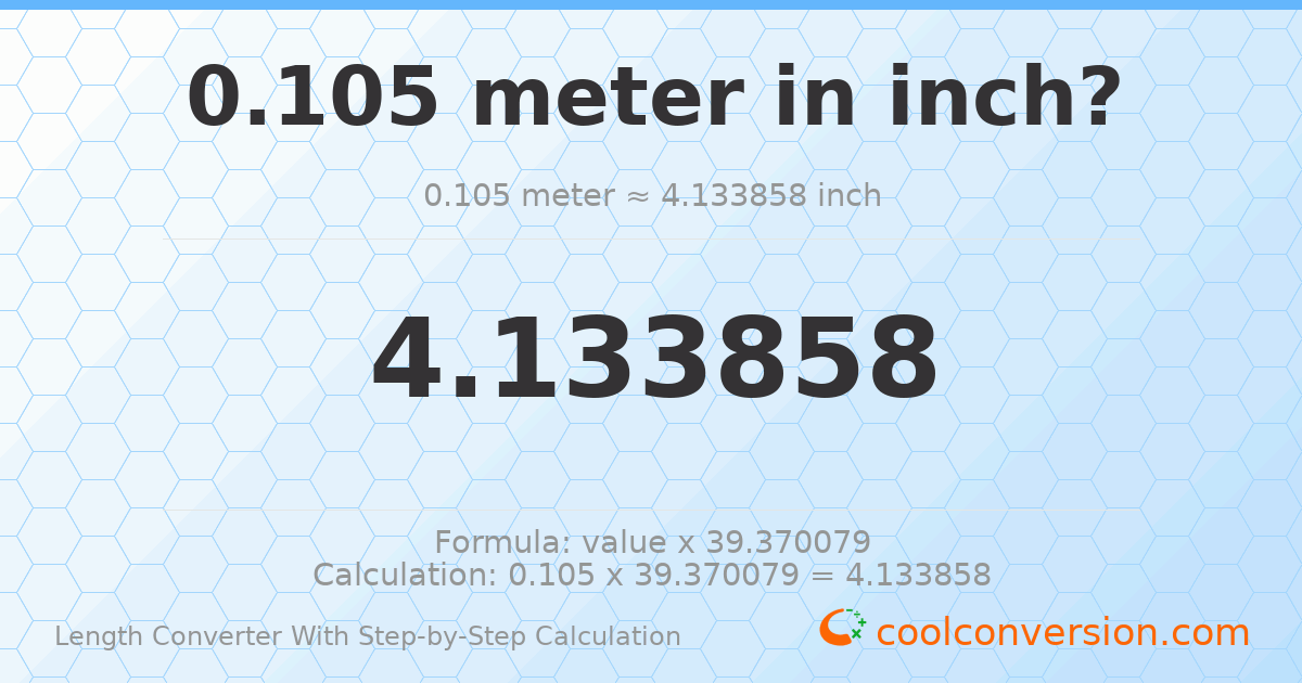 0.105 meters = 4.13386 inches