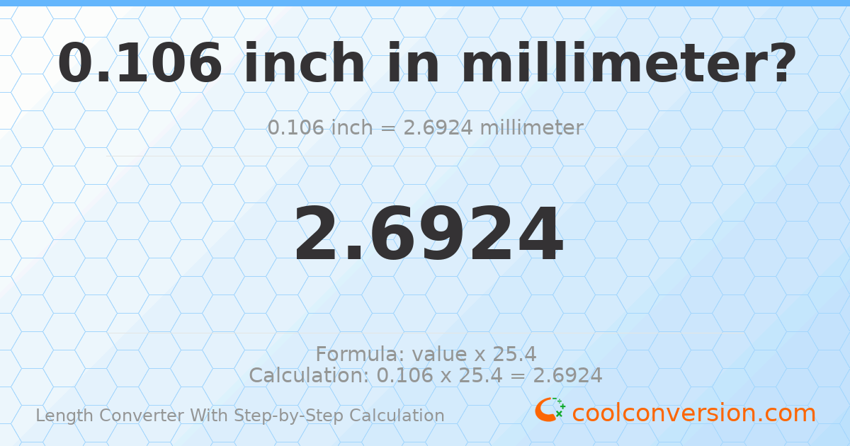 0.106 inches = 2.6924 millimeters
