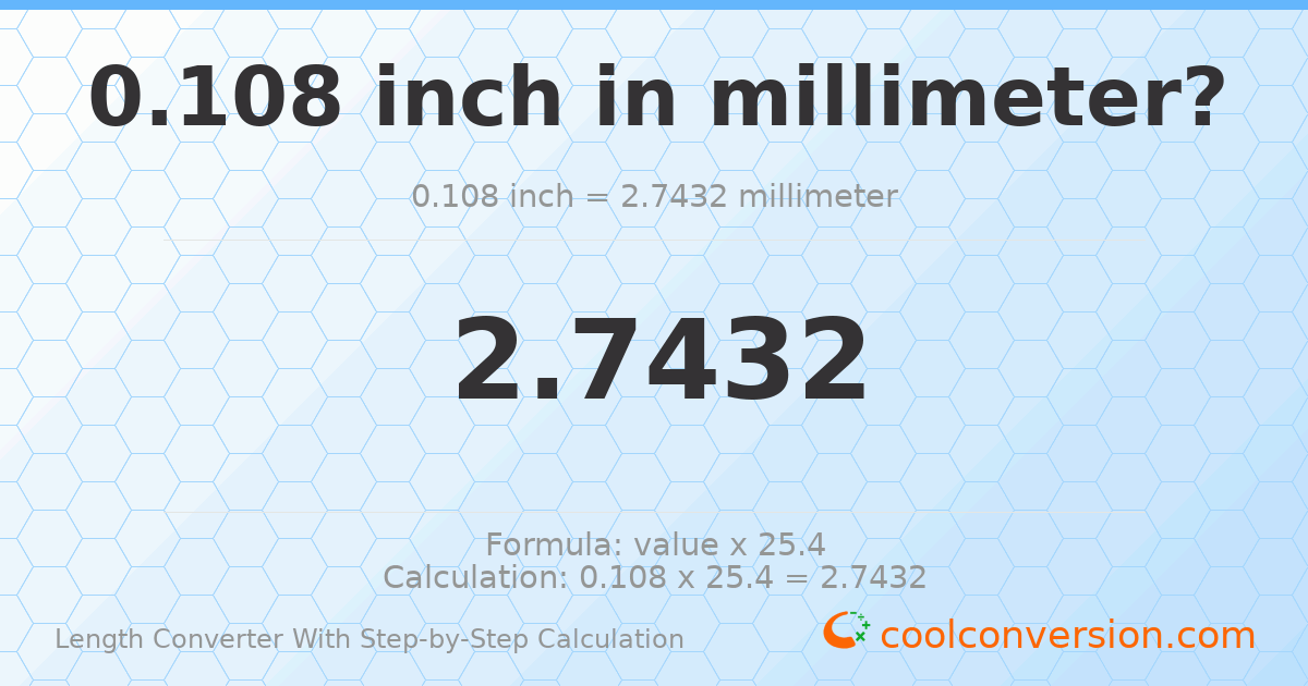 0.108 inches = 2.7432 millimeters