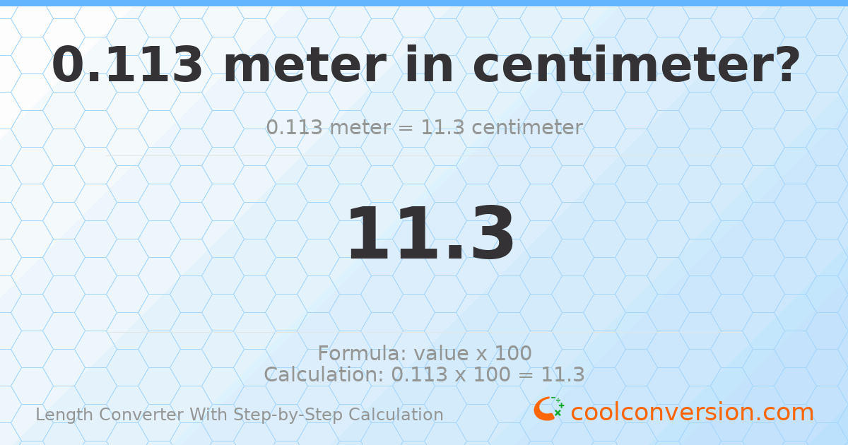 0.113 meters = 11.3 centimeters