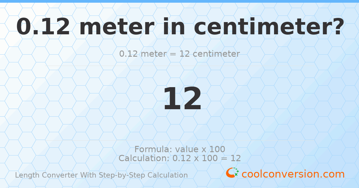 0.12 meters = 12 centimeters