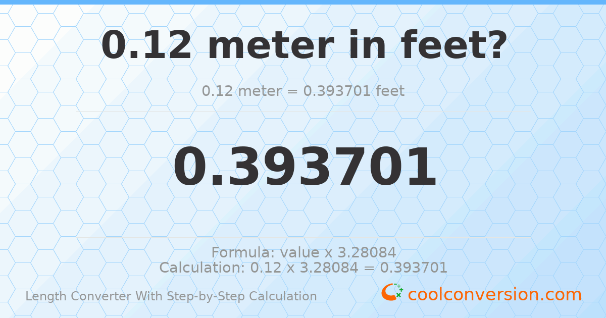 0.12 meters = 0.393701 feet