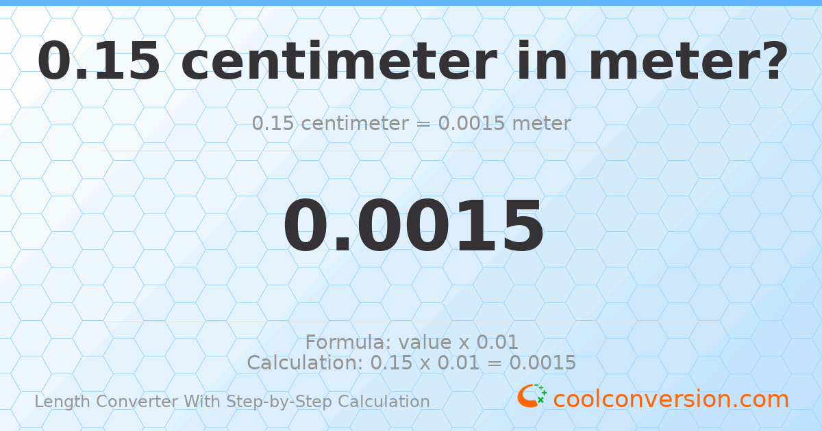 0.15 centimeters = 0.0015 meters