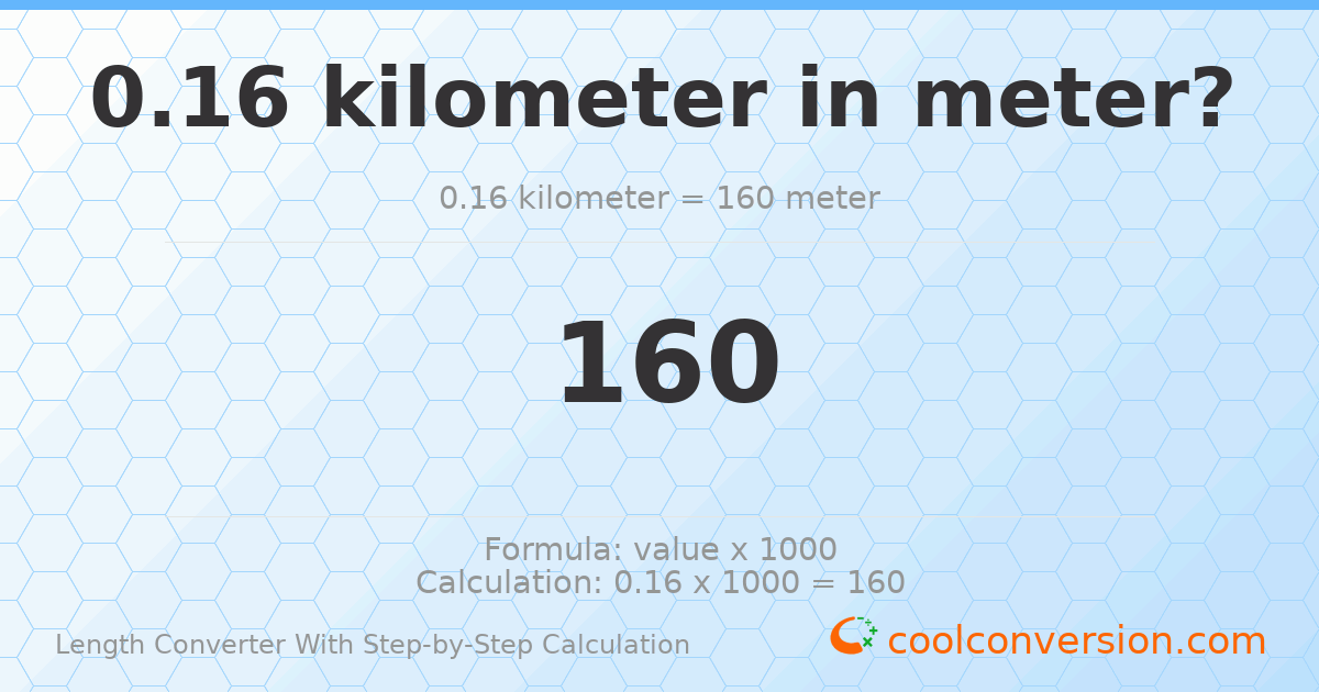 0.16 kilometers = 160 meters