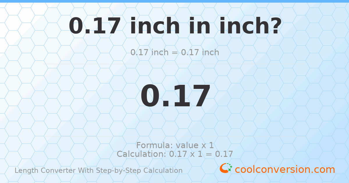 0.17 inches = 0.17 inches