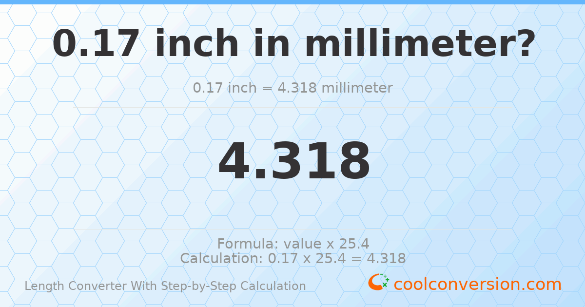 0.17 inches = 4.318 millimeters