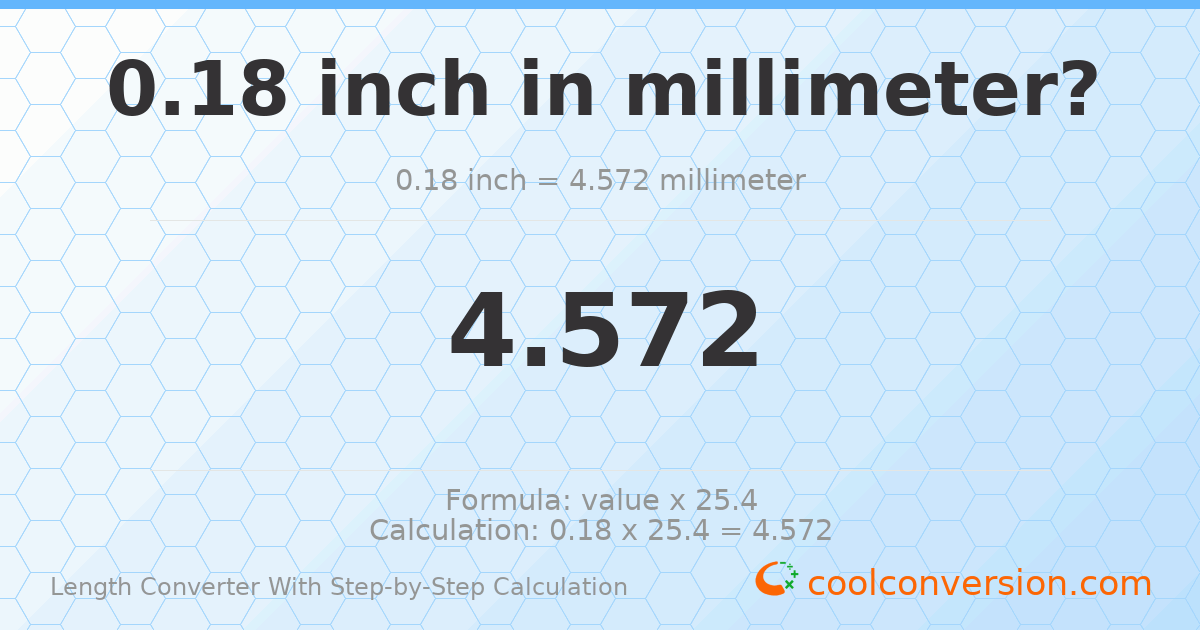 0.18 inches = 4.572 millimeters