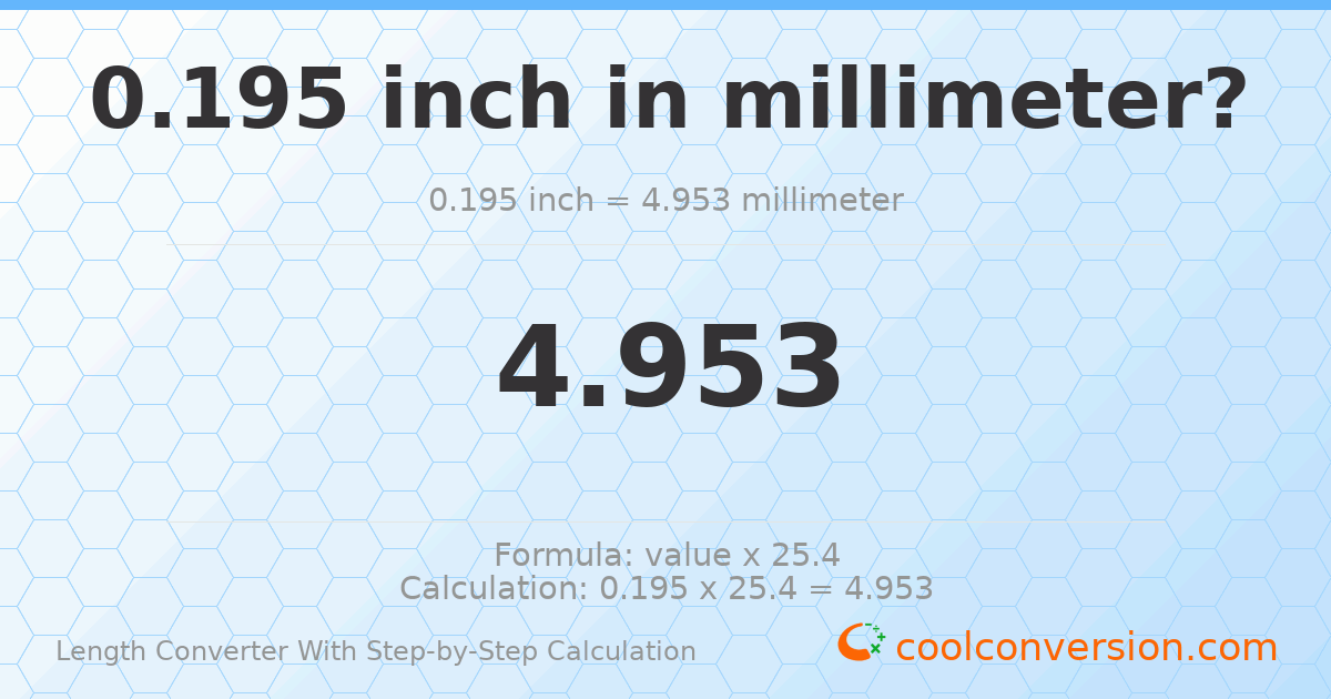 0.195 inches = 4.953 millimeters
