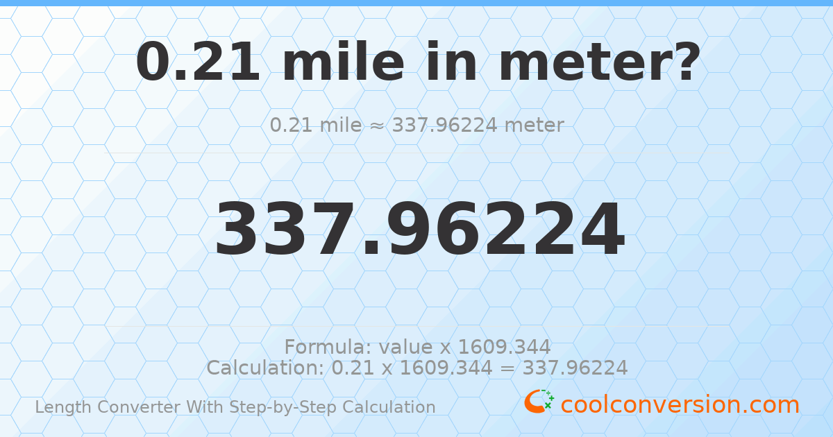 0.21 miles = 337.962 meters