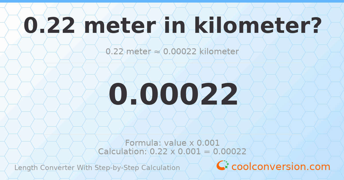 0.22 meters = 0.00022 kilometers
