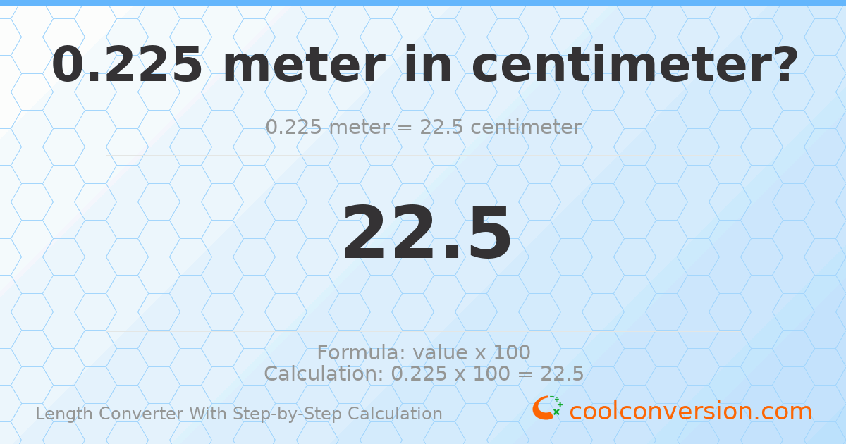 0.225 meters = 22.5 centimeters