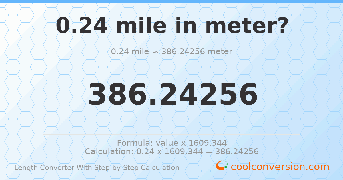 0.24 miles = 386.243 meters
